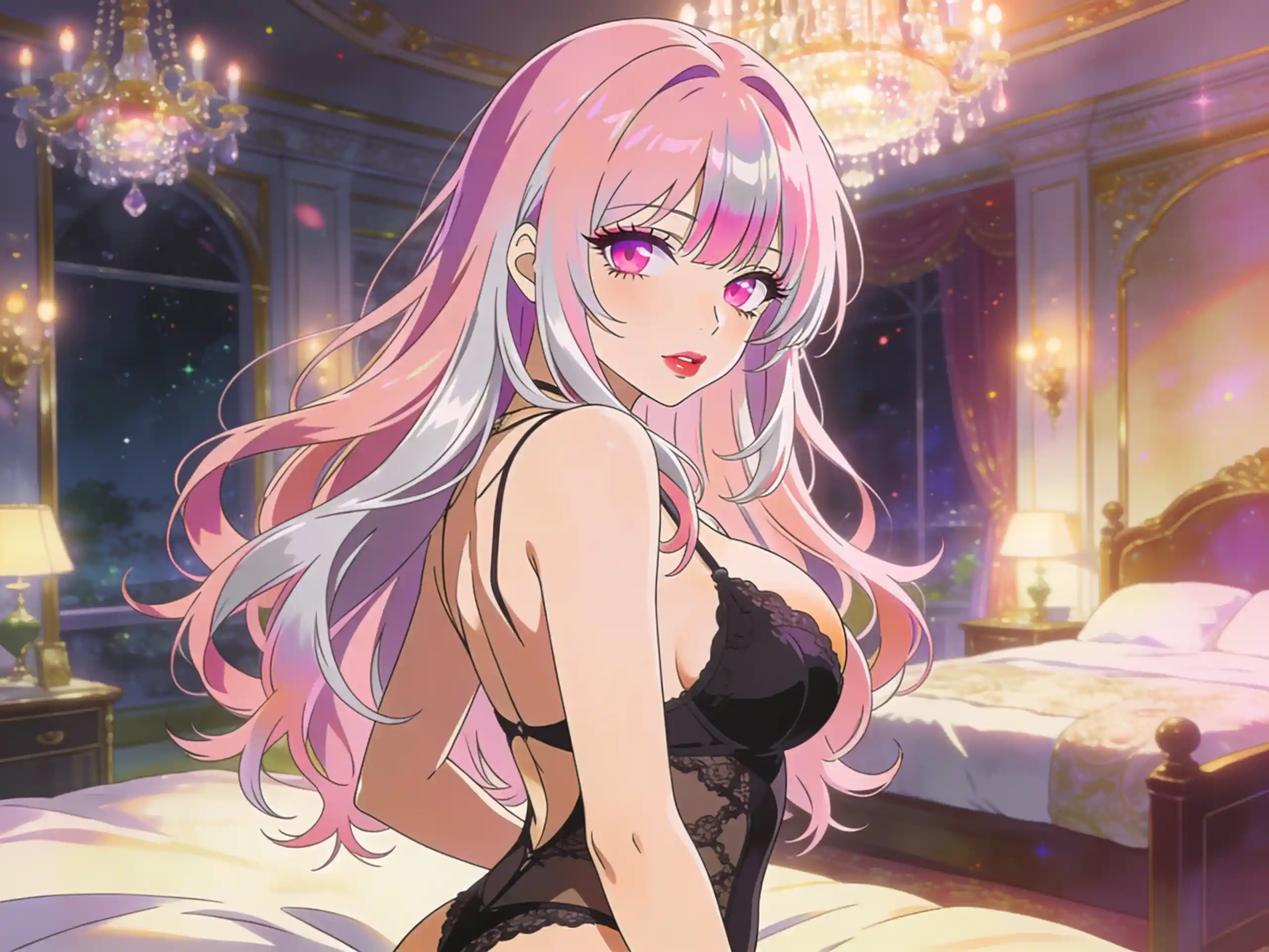 Anime-inspired adult fantasy character portrait created with AI image generation
